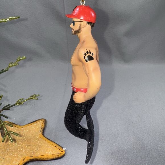 December Diamonds Bear Merman Ornament 2016 Red Cap Black Tail Retired - Picture 4 of 16